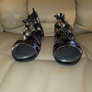 Bellini Womens Sandal Trendy Ghillie Gladiator Black Snake Polyurethane shoe's
